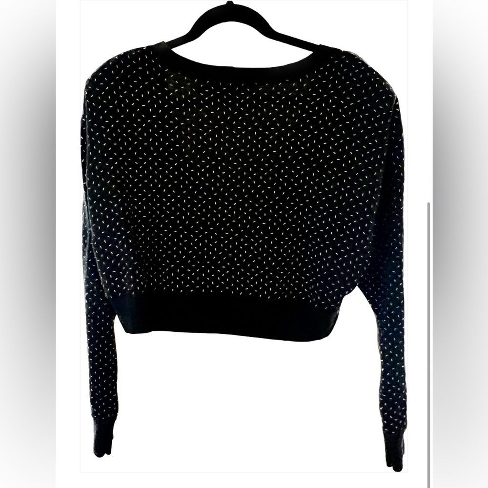 Vintage 80s 3 Button Crop Cardigan | Large | Black Pattern | Retro - Picture 2 of 5